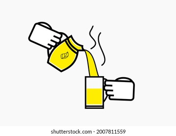 illustration of pouring hot tea into a glass