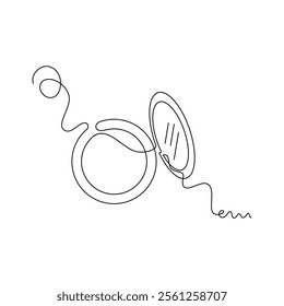 illustration of powder case one continuous line art. line, simple, hand drawn and sketch style. for icon, symbol, sign or logo