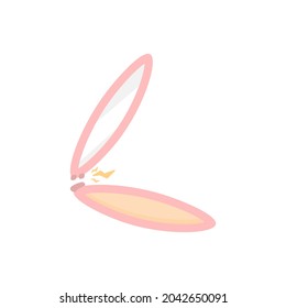 ilustración de un contenedor de polvo cuyas bisagras están rotas o dañadas. herramientas de maquillaje u objetos para embellecer la cara. estilo de dibujos animados planos. diseño de elementos vectoriales