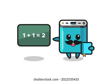 Illustration of power bank character as a teacher , cute style design for t shirt, sticker, logo element