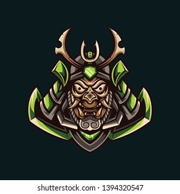 illustration of the power of a green samurai. illustrations can be used for logos, shirts, fabrics, symbols, wallpapers, can be used for digital and printing