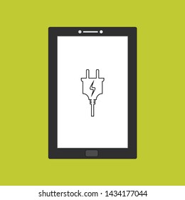 illustration Power plug with tablet smarphone vector icon for web
