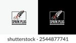Illustration of a power spark plug logo design with an electrical icon symbol