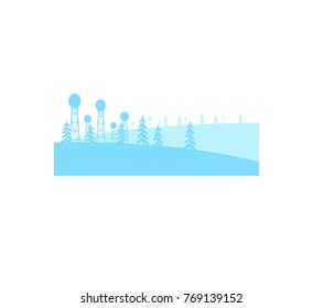 Illustration of the power stations and trees in the field