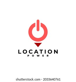 an illustration of a power symbol with an arrow in the bottom. icon location logo vector template.