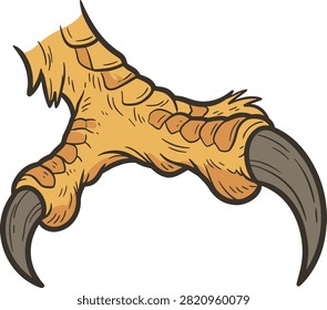 Illustration of a powerful eagle talon featuring sharp curved claws used for gripping and hunting prey representing nature and wildlife strength