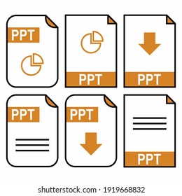 Illustration of PPT icon download, ppt document download, PPT graphic document icon set