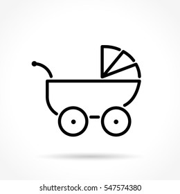 Illustration of pram thin line icon design