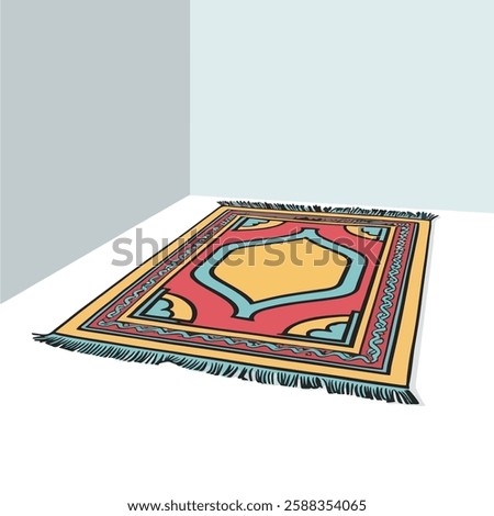 illustration of prayer mat for praying islamic religion