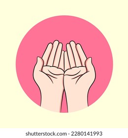 illustration of praying hand gestures in the Islamic religion