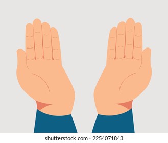 Illustration of praying hands. Concept of religion, god, faith and belief. Vector illustration