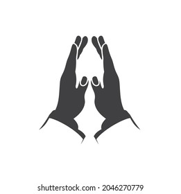 illustration of praying hands, vector art.