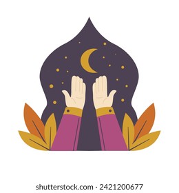 illustration of praying in the middle of the night. flat design ramadan theme