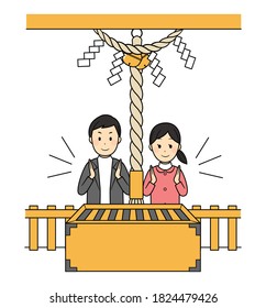 illustration of praying at shrine