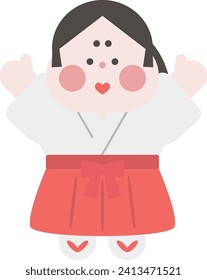 Illustration of a praying shrine maiden