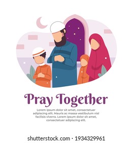 illustration of praying together with family in the month of Ramadan 