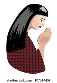 illustration of praying woman, vector format.