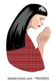 illustration of praying woman, vector format.