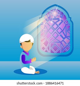 Illustration of praying young boy design vector