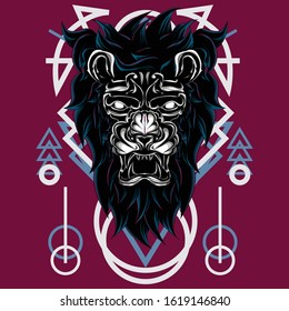 
illustration of predator animals using a sacred geometry background