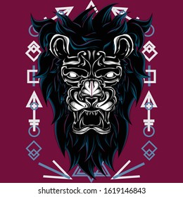 
illustration of predator animals using a sacred geometry background