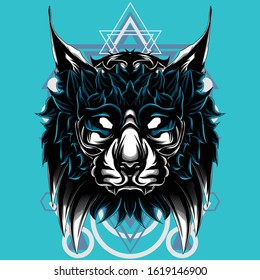 
illustration of predator animals using a sacred geometry background