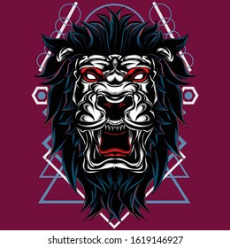 
illustration of predator animals using a sacred geometry background