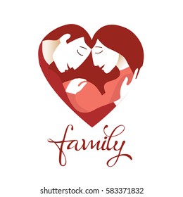 Illustration of a pregnant couple. Concept of maternity, love and care. 
