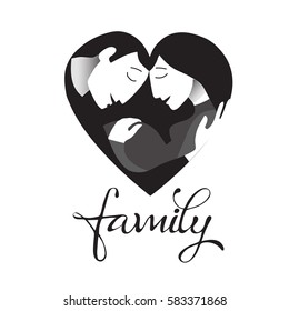 Illustration of a pregnant couple. Concept of maternity, love and care. 
