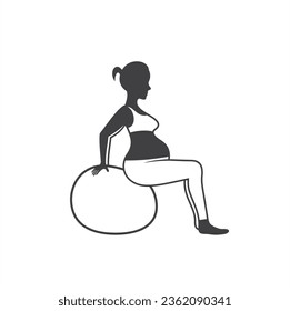 illustration of pregnant exercise, vector art.