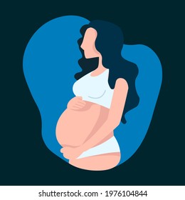 Illustration of a pregnant girl, in dark colors