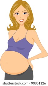 Illustration of a Pregnant Girl Showing Her Belly