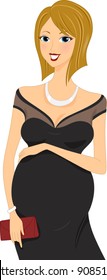 Illustration of a Pregnant Girl Wearing Formal Attire