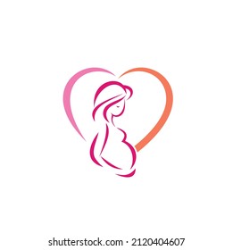 illustration of pregnant, mother icon, vector art.