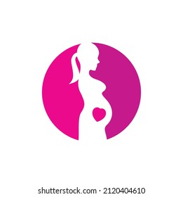 illustration of pregnant, mother icon, vector art.