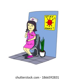 Illustration of pregnant nurse during covid-19 pandemic