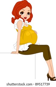 Illustration of a Pregnant Pinup Girl