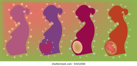 Illustration of pregnant profiles