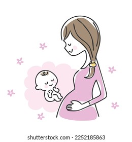 Illustration of pregnant woman and baby.