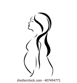 illustration of a pregnant woman, pregnant belly, pregnant lady