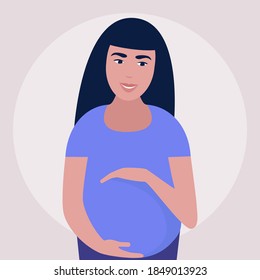 Illustration of pregnant woman. Colorful flat vector illustration.