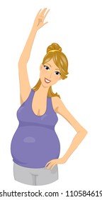 Illustration of a Pregnant Woman Doing Some Stretching