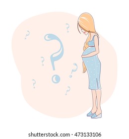 Illustration of pregnant woman in expectation of the baby.