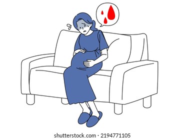 Illustration pregnant woman fearing bleeding