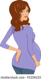 Illustration of a Pregnant Woman Having Back Pains