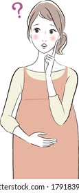 Illustration of a Pregnant woman having questions