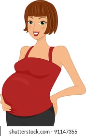 Illustration of a Pregnant Woman Holding Her Belly