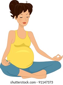 Illustration of a Pregnant Woman Meditating