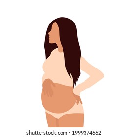 Illustration of a pregnant woman, pregnancy, health care. Expectation of a child. Vector illustration 