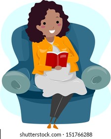 Illustration of a Pregnant Woman Reading a Story to Her Unborn Child